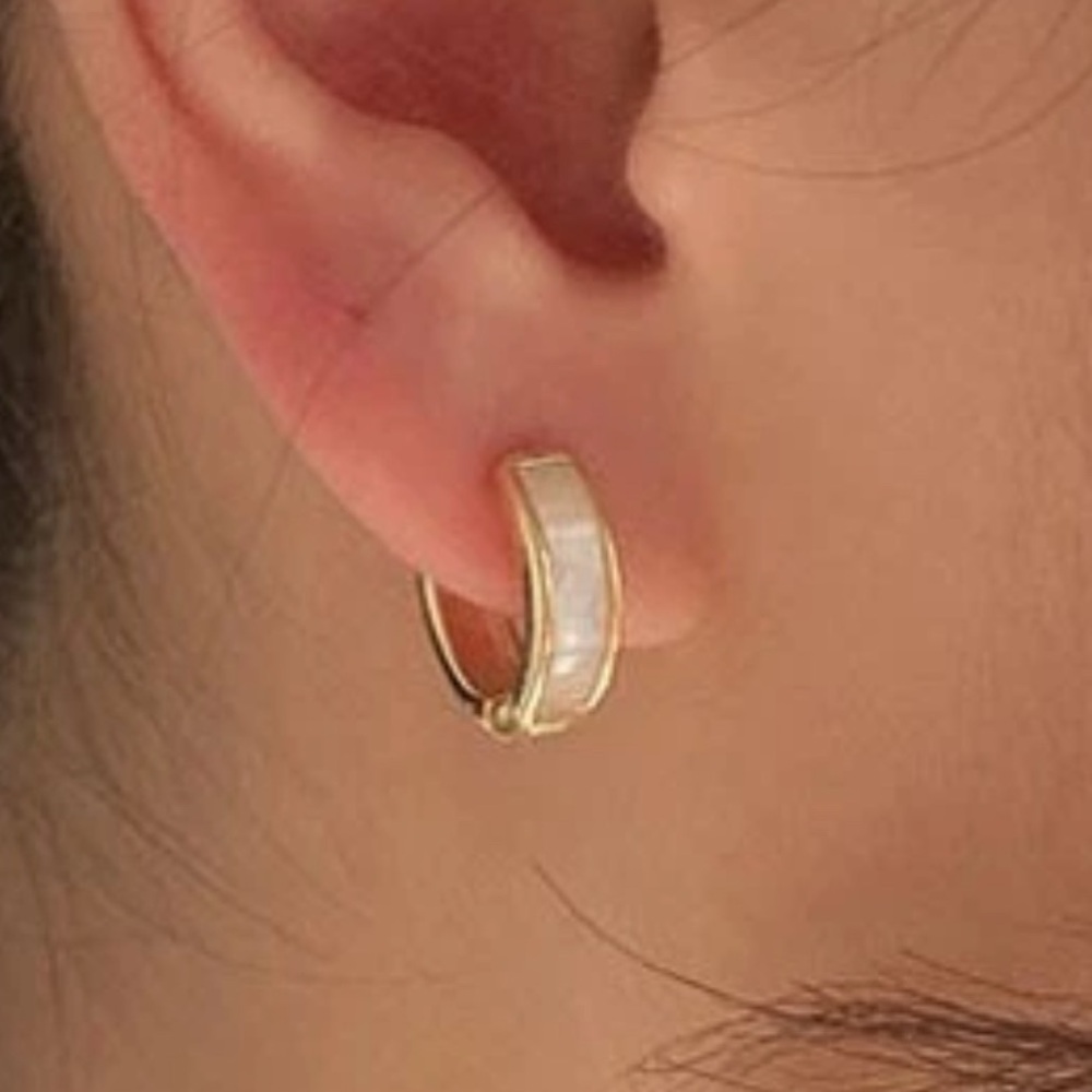 Elegant Gold and White Hoop Earrings